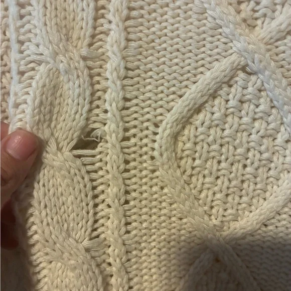 Chunky Cream Cable Knit Cardigan with Contrast Trim - Picture 7 of 8